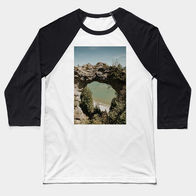 Mackinac Island- Arch Rock Baseball T-Shirt by LindsayVaughn